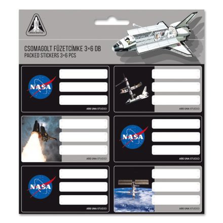 Ars Una NASA csomagolt füzetcímke (3x6 db)