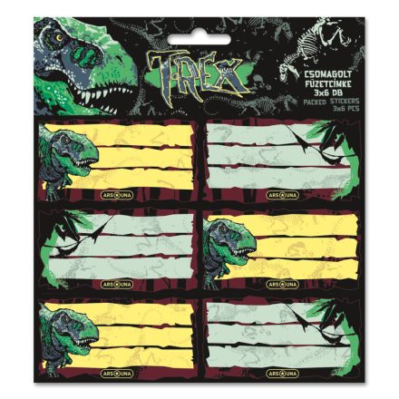 Ars Una T-Rex csomagolt füzetcímke (3x6 db)