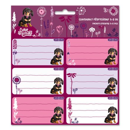 Ars Una Cute animals-Puppy csomagolt füzetcímke (3x6 db)