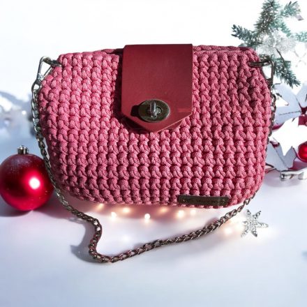 Horgolt női válltáska - Pink