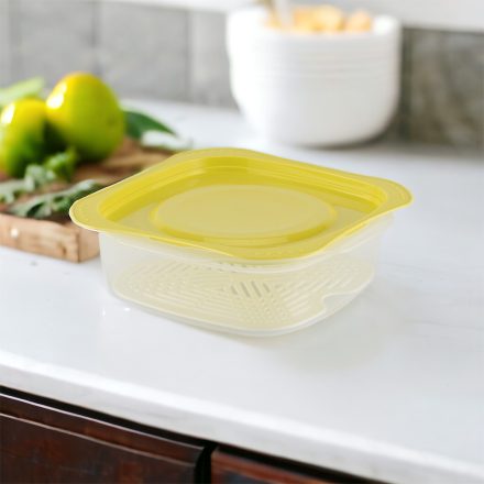 VIXI Frissentartó edény rácsbetéttel lapos zöld - 900 ml